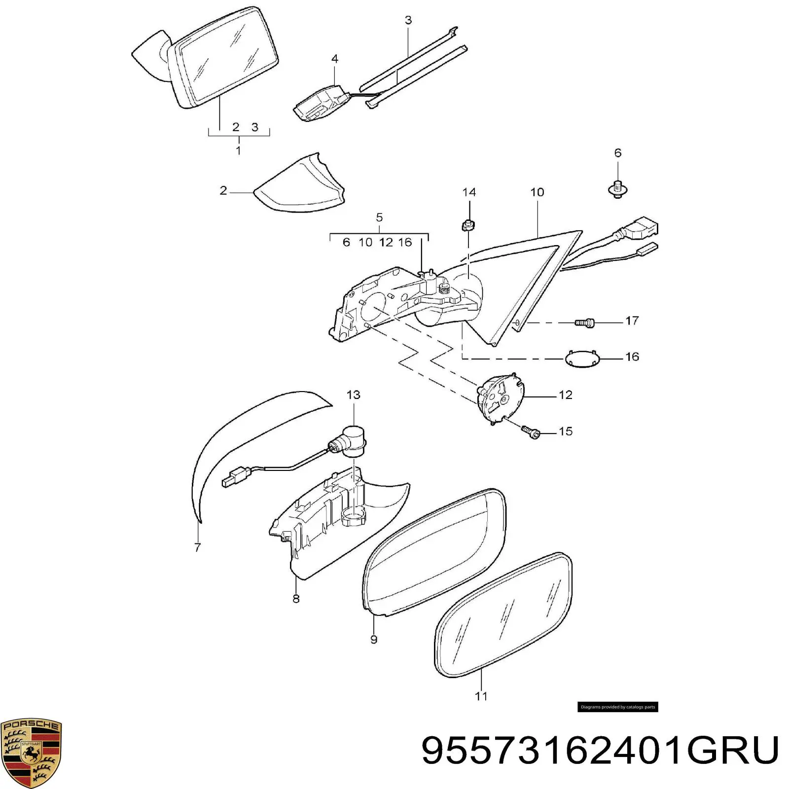 Superposicion(Cubierta) De Espejo Retrovisor Derecho para Porsche Cayenne (955)