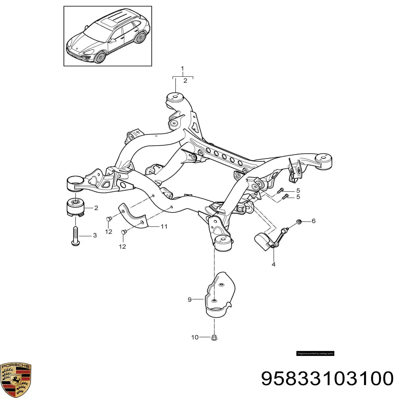 Subchasis trasero soporte motor Porsche 95833103101 precio, desde 320,89 EUR