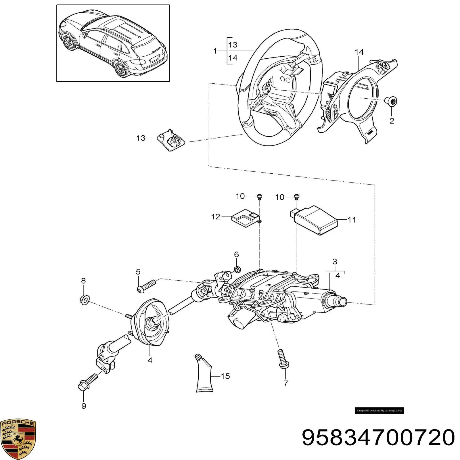 Columna de dirección Porsche 95834700720 precio, desde 551,76 EUR