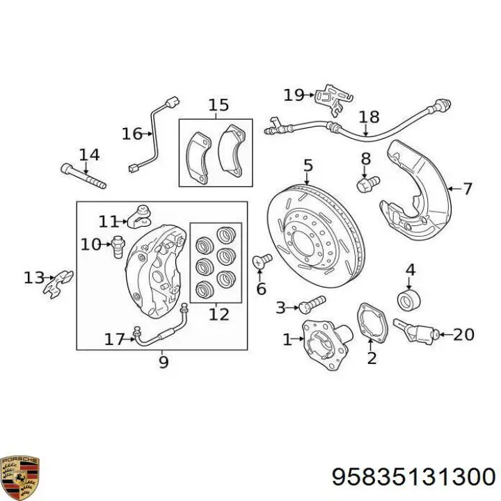 Kit de reparación, pinza de freno delantero Porsche 95835131300 precio, desde 83,67 EUR