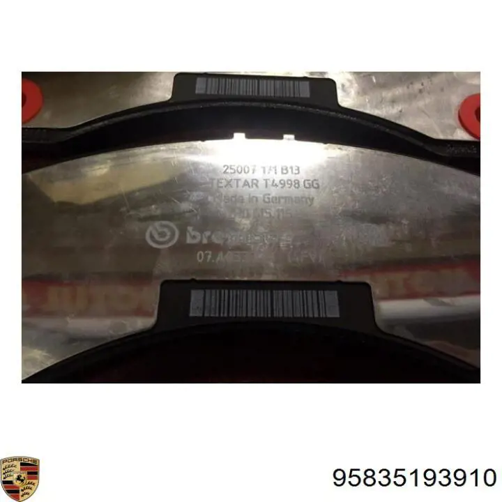 95835193910 Porsche Pastillas delanteras