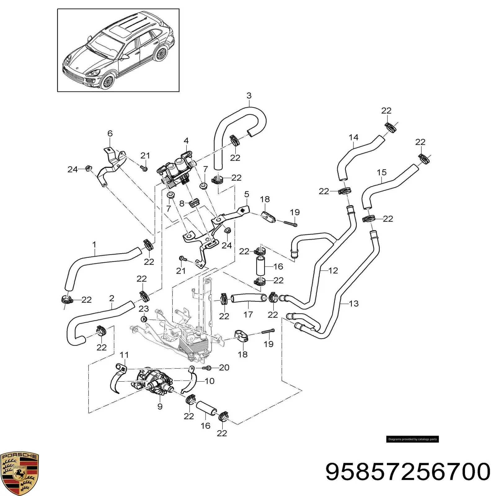 95857256700 Porsche bomba de agua, adicional eléctrico