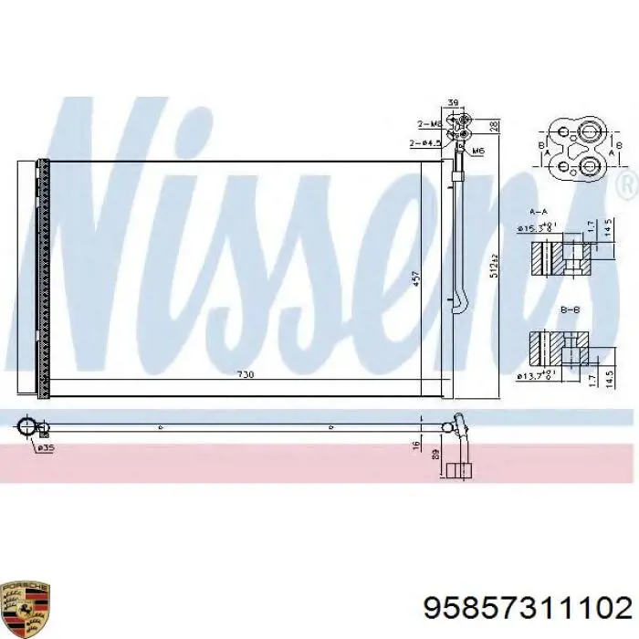 95857311102 Porsche condensador aire acondicionado