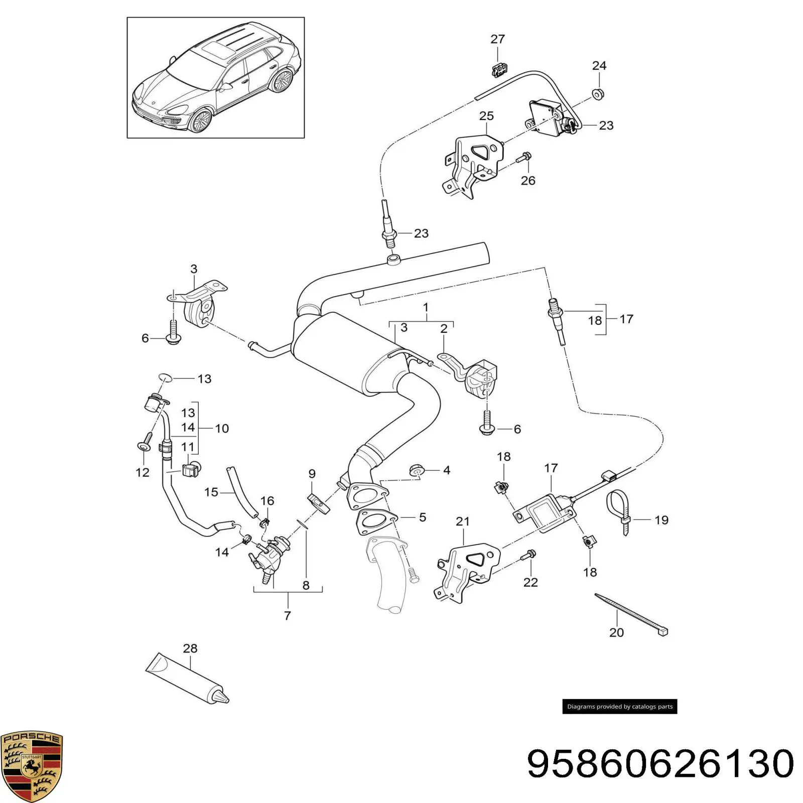 95860626130 Porsche sensor de óxido de nitrógeno nox trasero