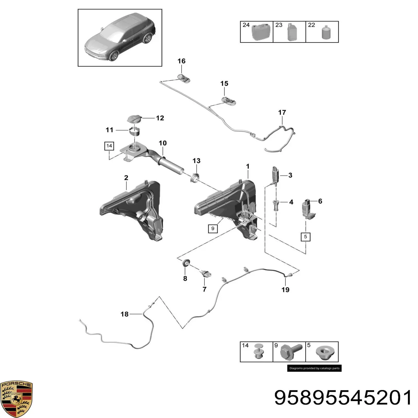 95895545201 Porsche Botella limpiaparabrisas
