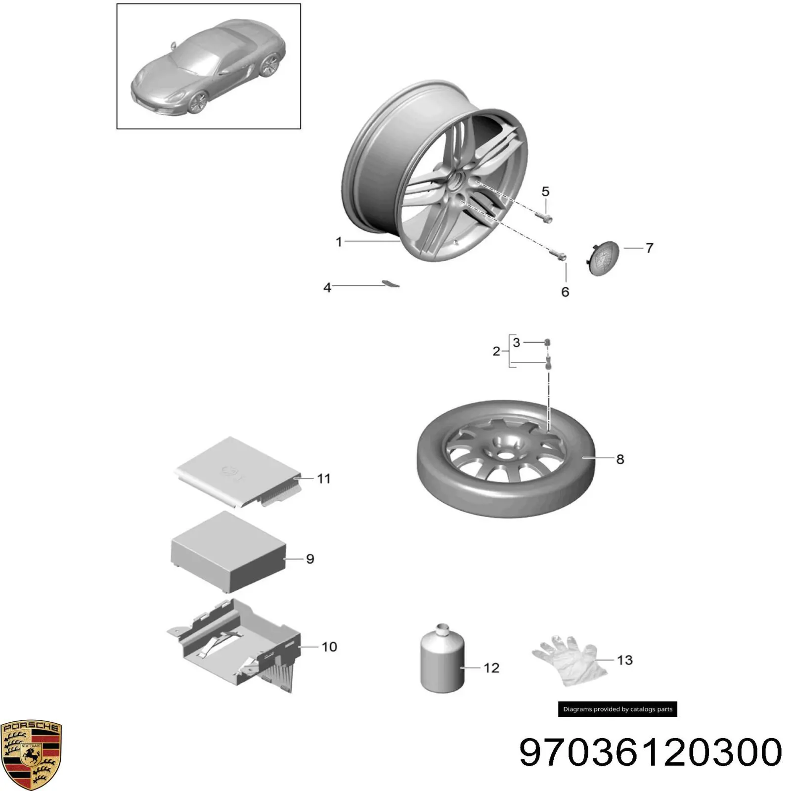 97036120300 Porsche tornillo de rueda