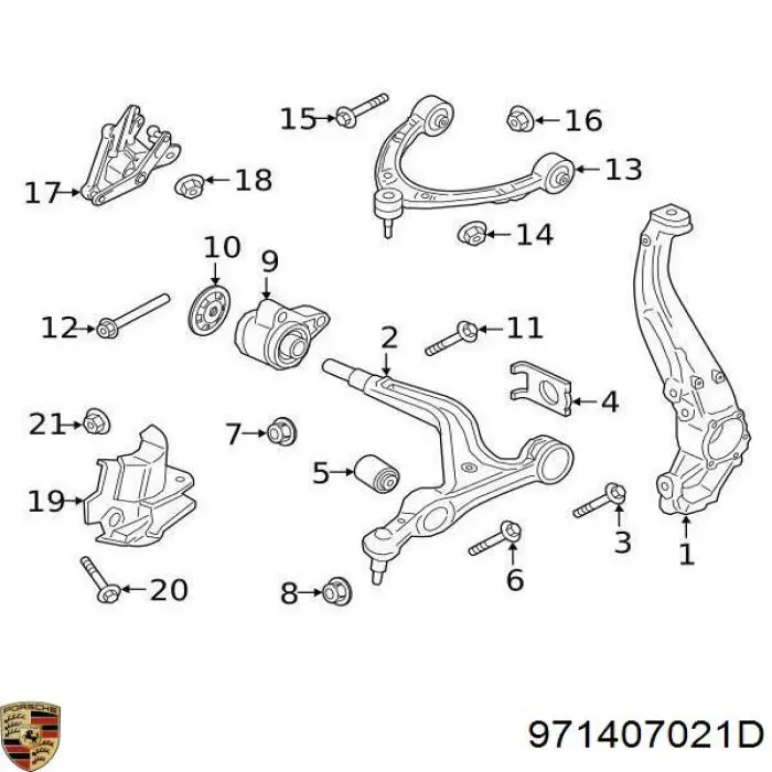 971407021D Porsche barra oscilante, suspensión de ruedas delantera, superior izquierda/derecha