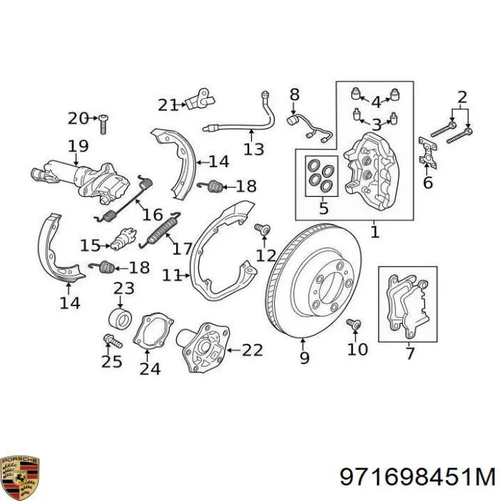 971698451M Porsche pastillas de freno traseras