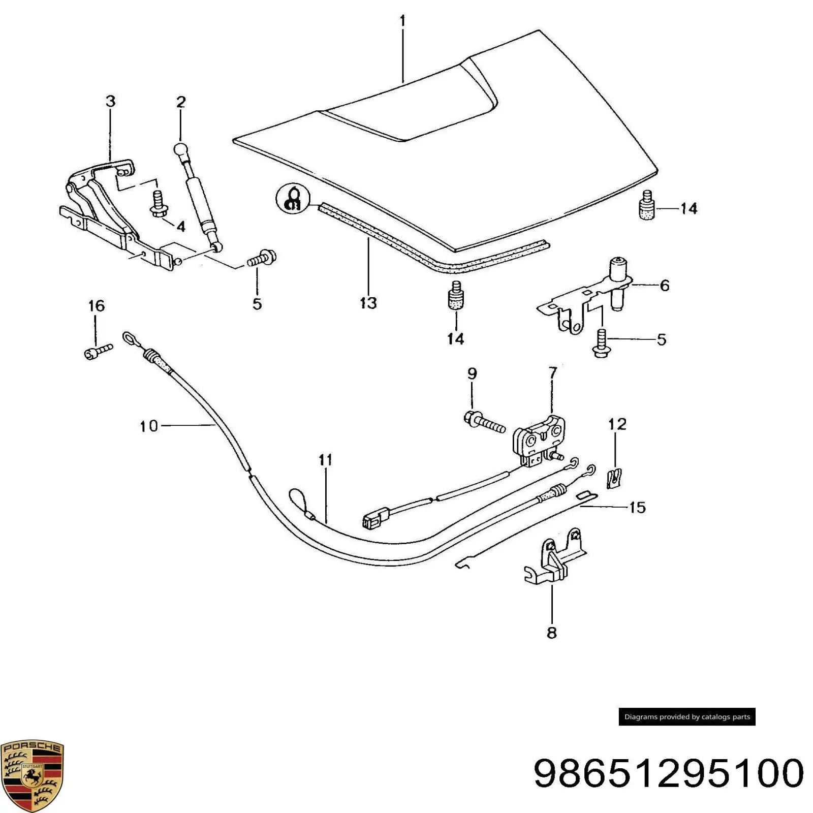 98651295100 Porsche amortiguador de maletero