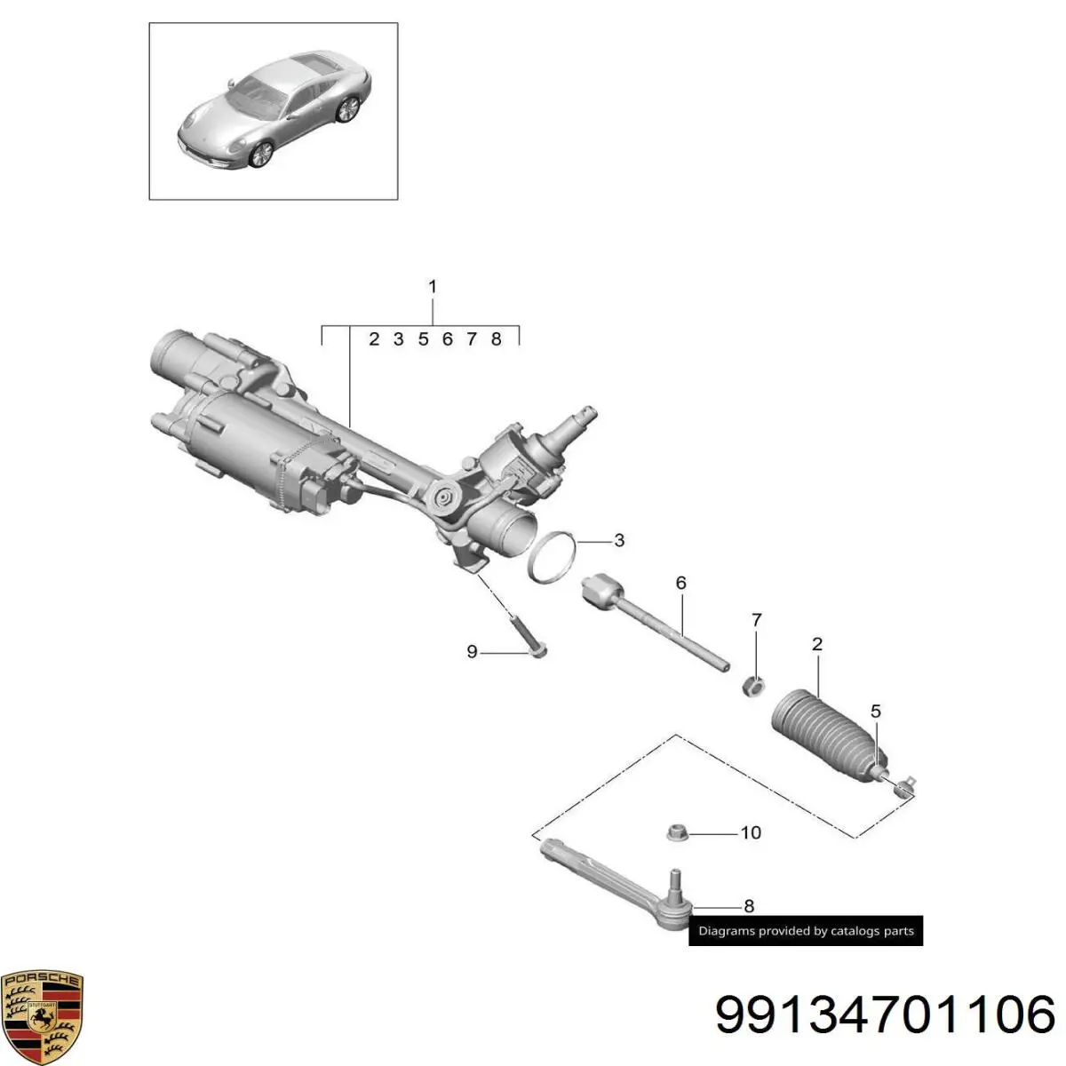 99134701106 Porsche cremallera de dirección