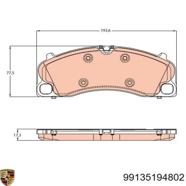 Comprar 99135194802 Porsche Pastillas delanteras de freno