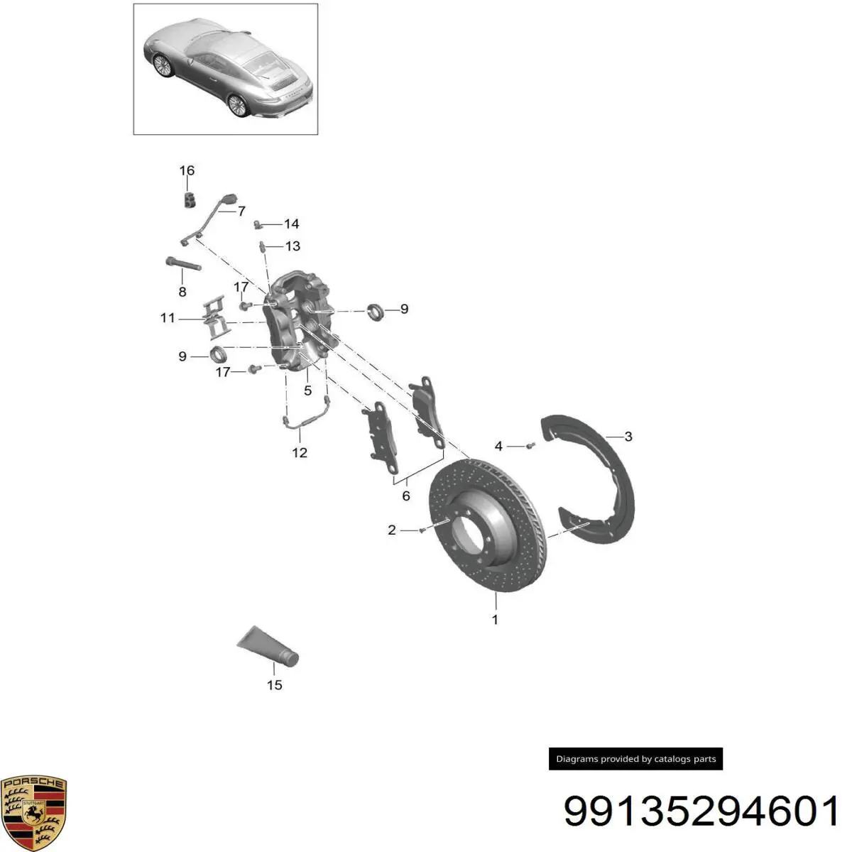 99135294601 Porsche pastillas de freno traseras