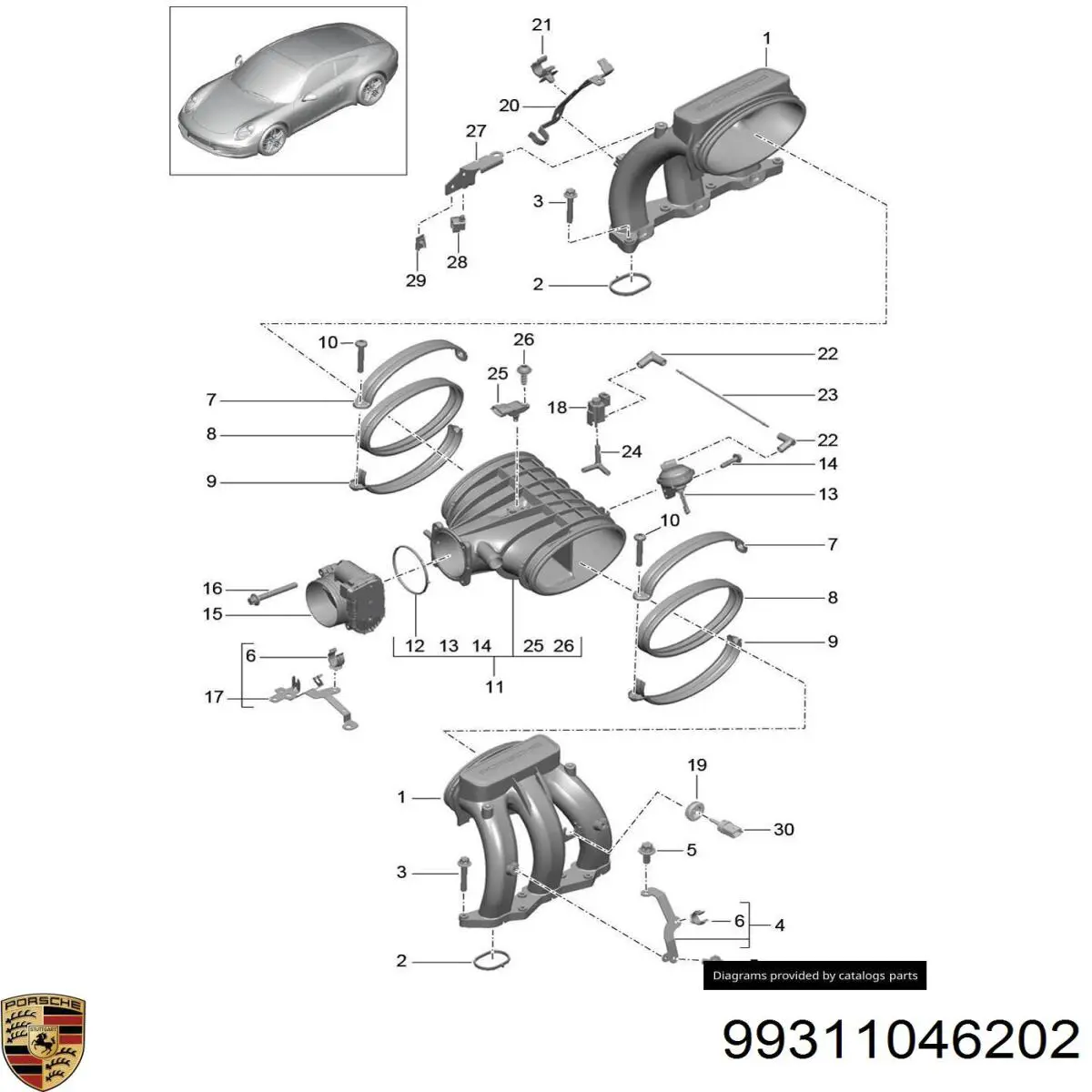 Comprar 99311046201 Porsche Cuerpo de mariposa