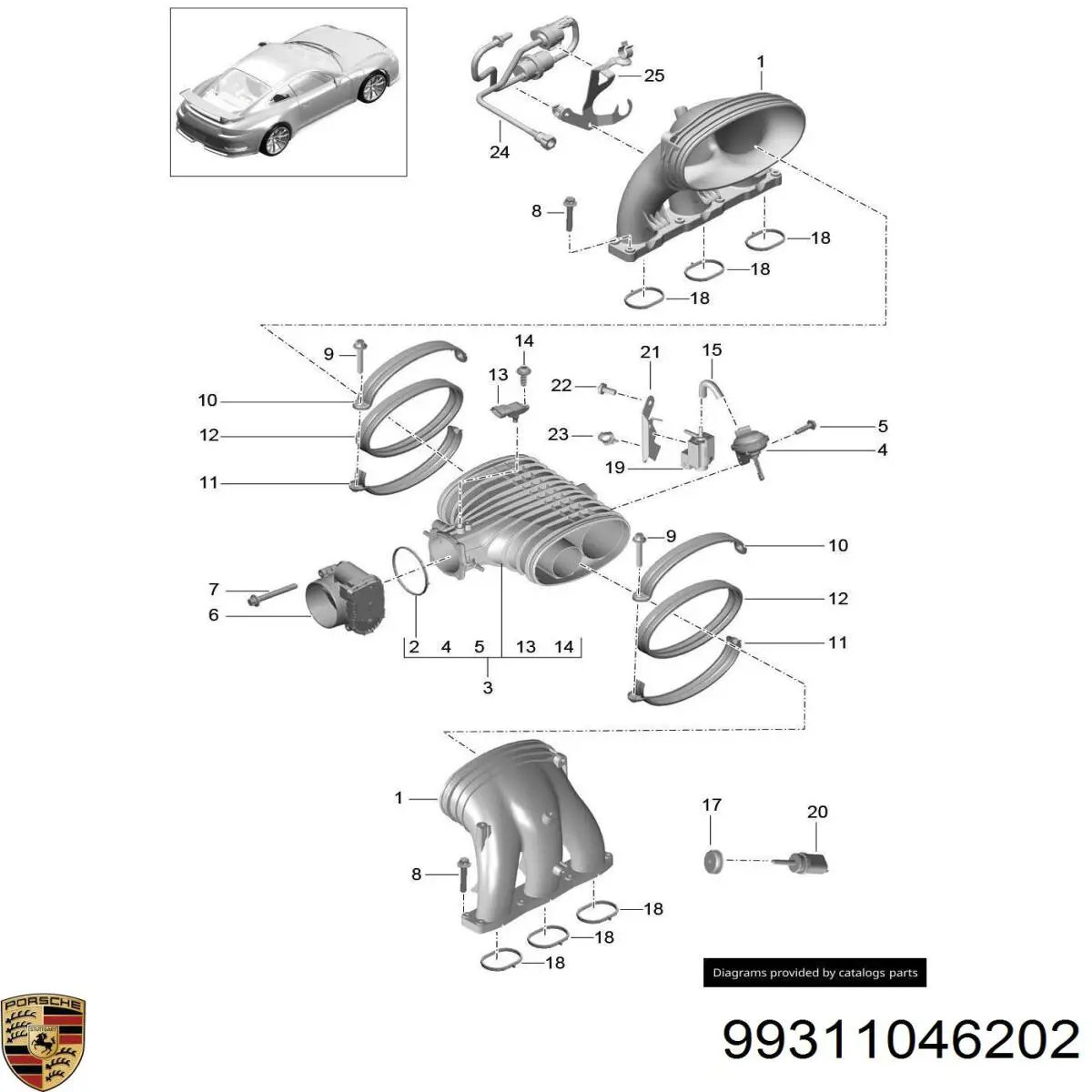 Cuerpo de aceleración completo Porsche 99311046201 precio, desde 13,11 EUR