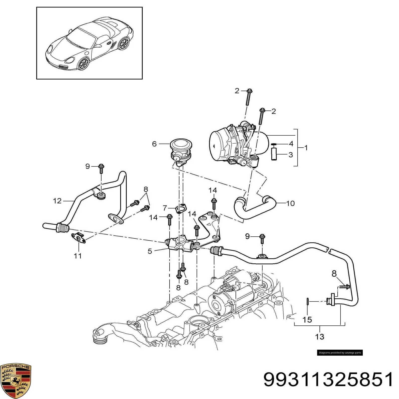 99311325851 Porsche junta de manguera de drenaje de aceite de turbina