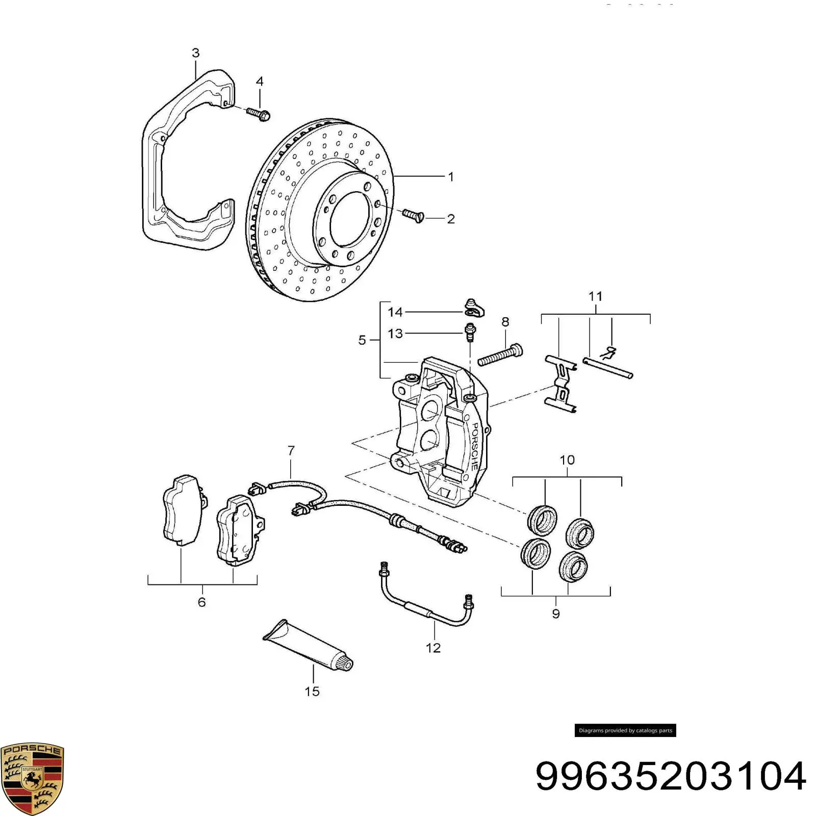 99635203104 Porsche disco de freno trasero