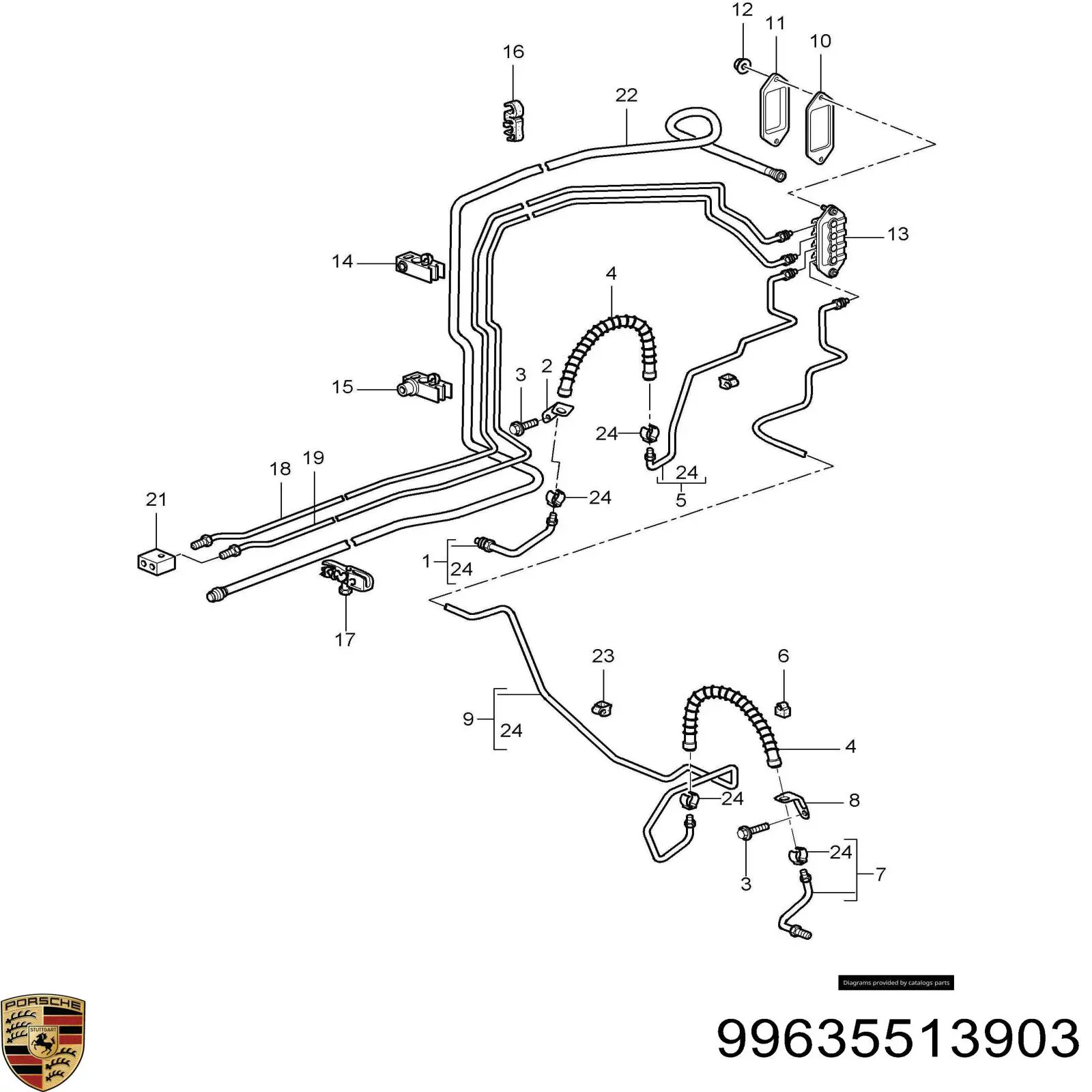 99635513903 Porsche latiguillo de freno delantero