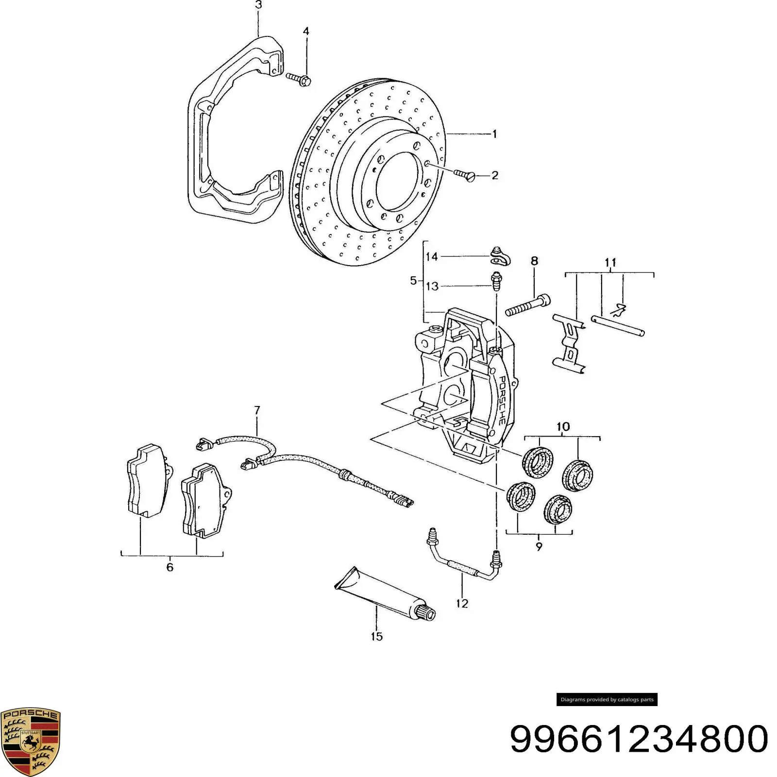 99661234800 Porsche contacto de aviso, desgaste de los frenos, trasero