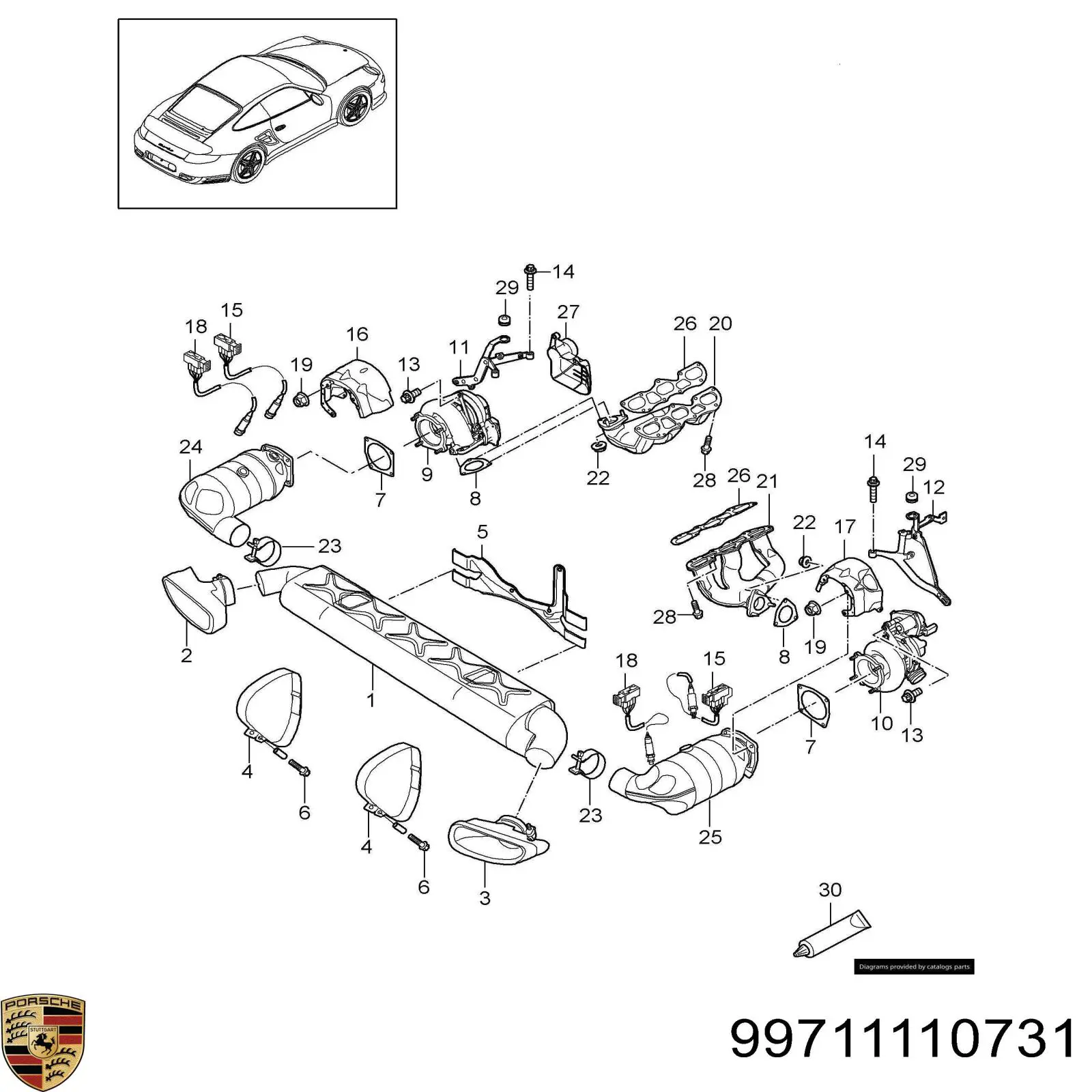 Junta de colector de escape Porsche 911 Targa (991)