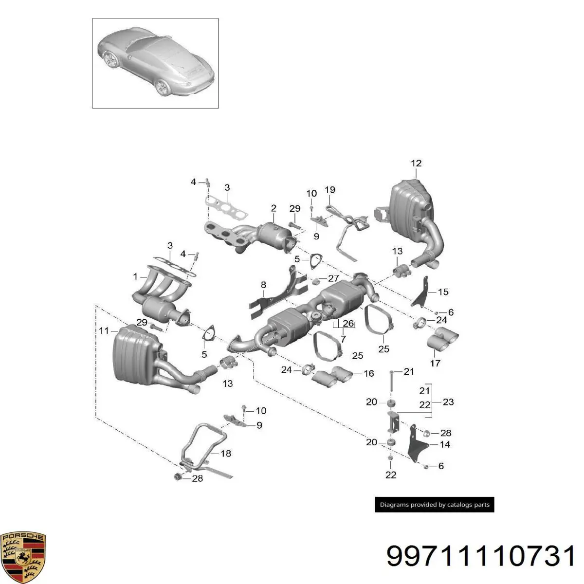 Junta colector escape Porsche 911 Targa descapotable (991) (2014 - 2019) precio, desde 23,75 EUR