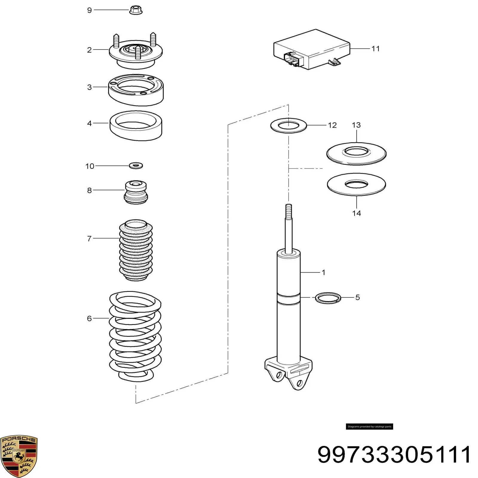 99733305111 Porsche amortiguador trasero