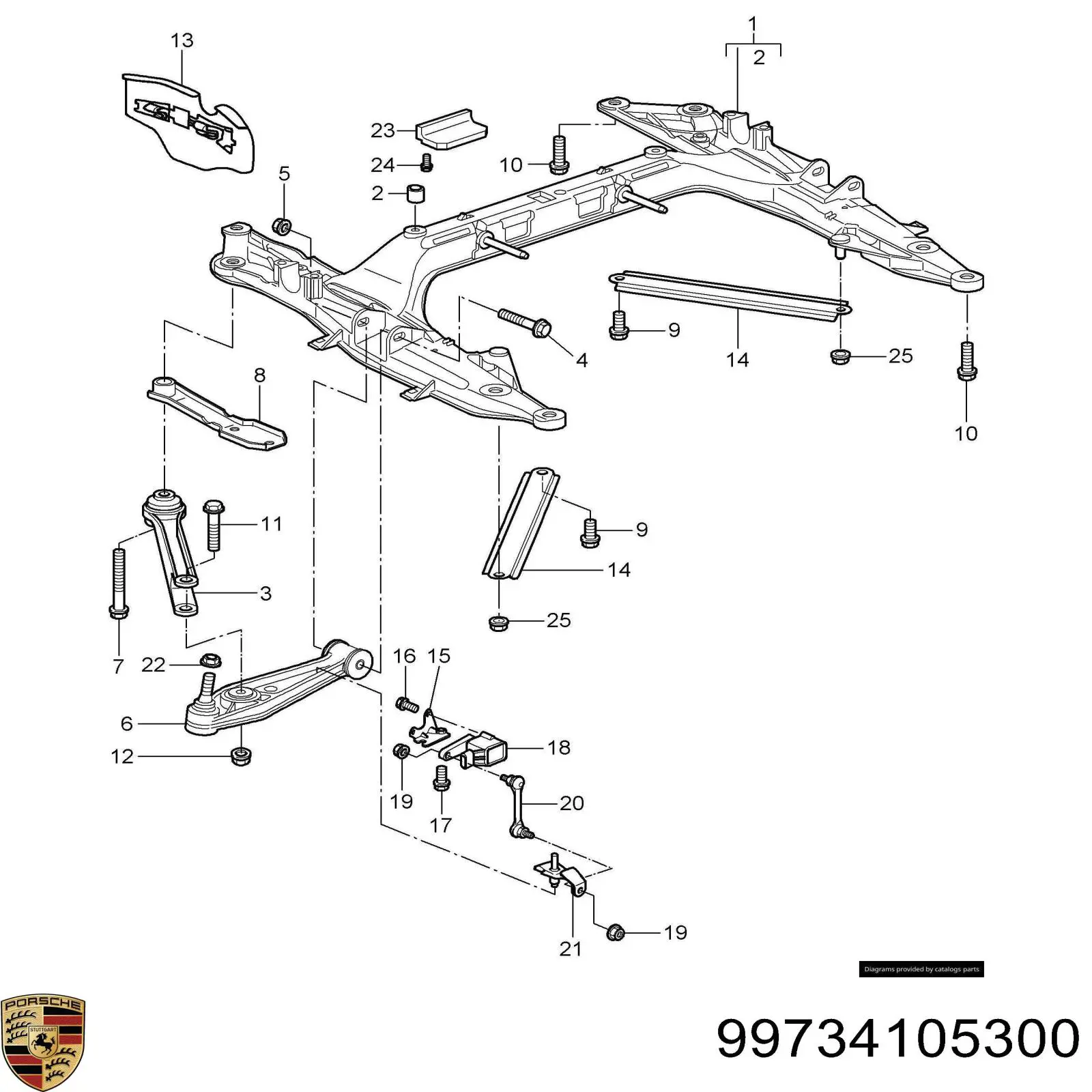 99734105300 Porsche barra oscilante, suspensión de ruedas delantera, inferior izquierda/derecha