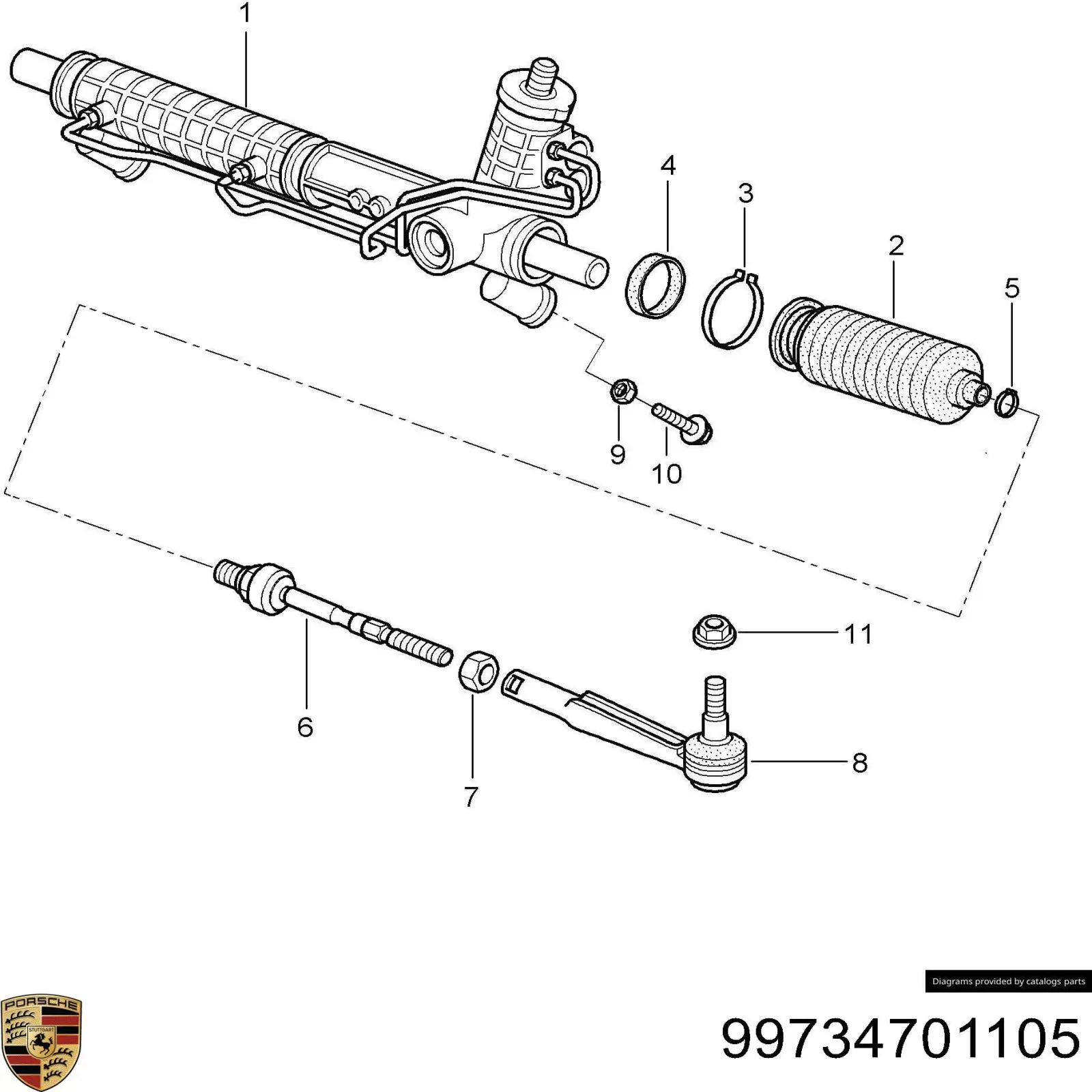 99734701105 Porsche cremallera de dirección