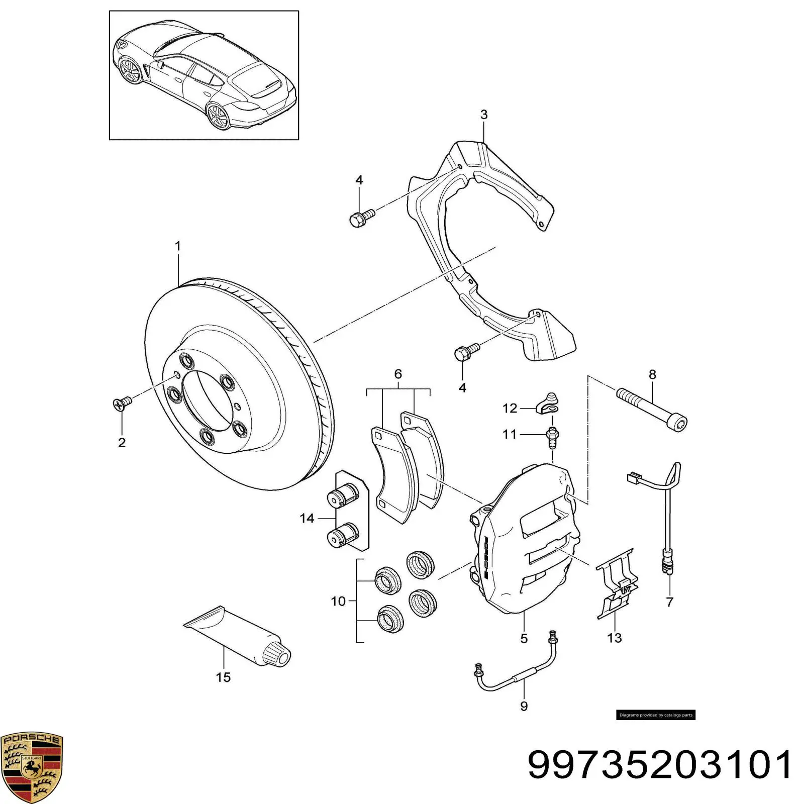 99735203101 Porsche disco de freno trasero