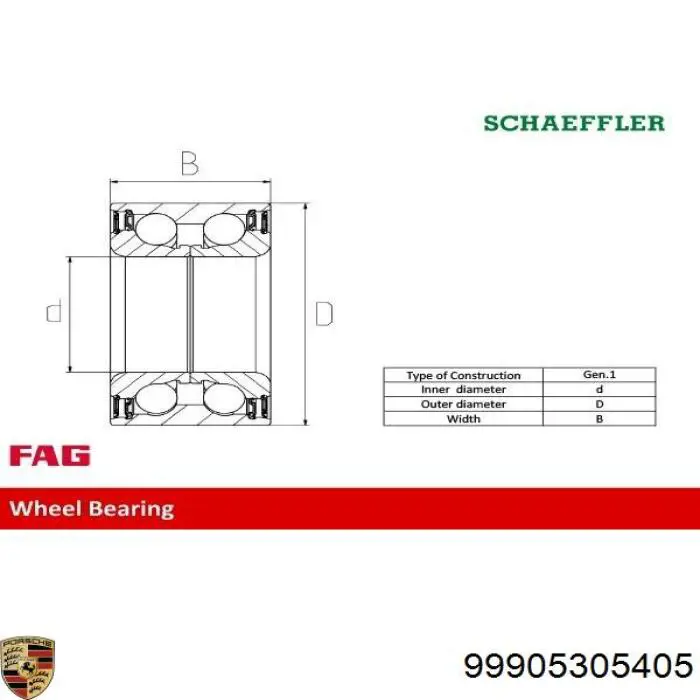 99905305405 Porsche cojinete de rueda delantero