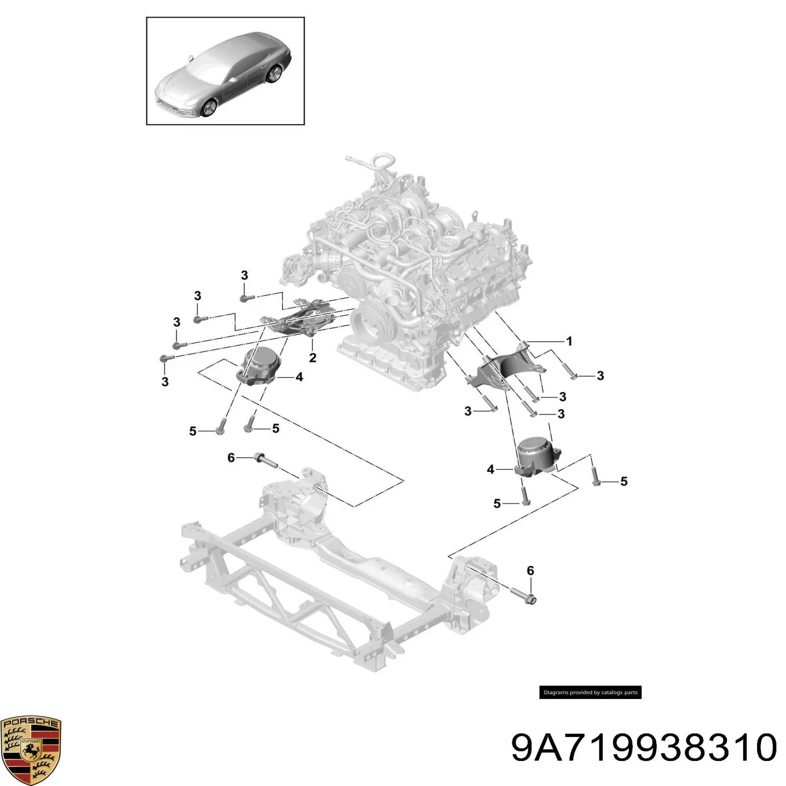 9A719938310 Porsche almoahada (soporte Del Motor Izquierda / Derecha)