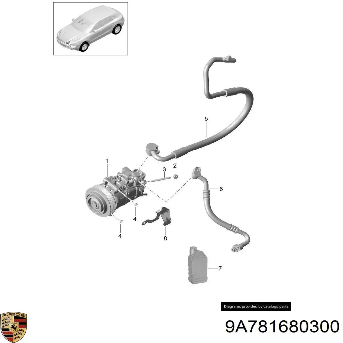 9A781680300 Porsche compresor de aire acondicionado