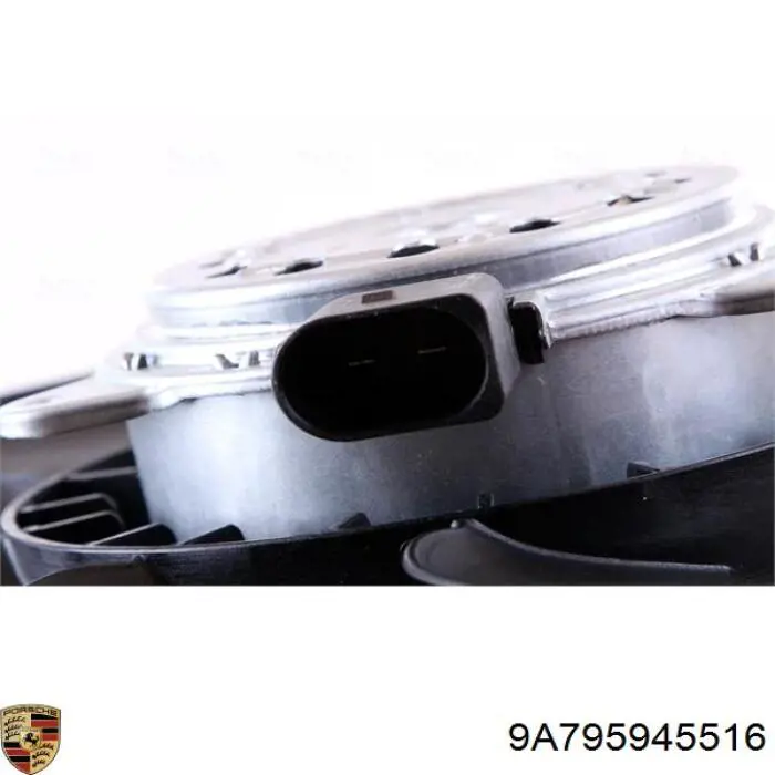 9A795945516 Porsche ventilador (rodete +motor refrigeración del motor con electromotor, izquierdo)