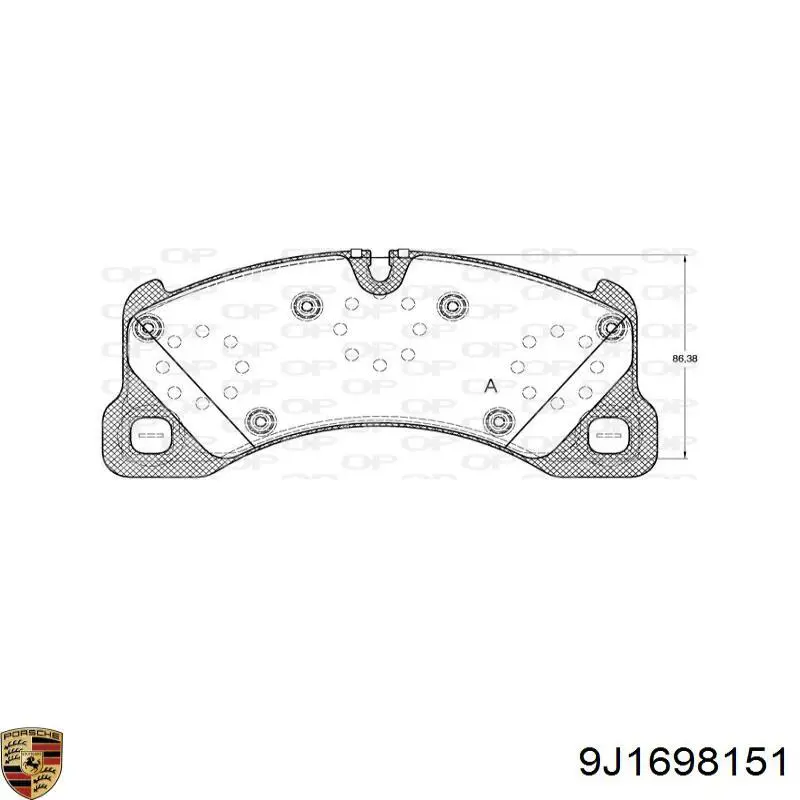 Pastillas de freno 9J1698151 Porsche