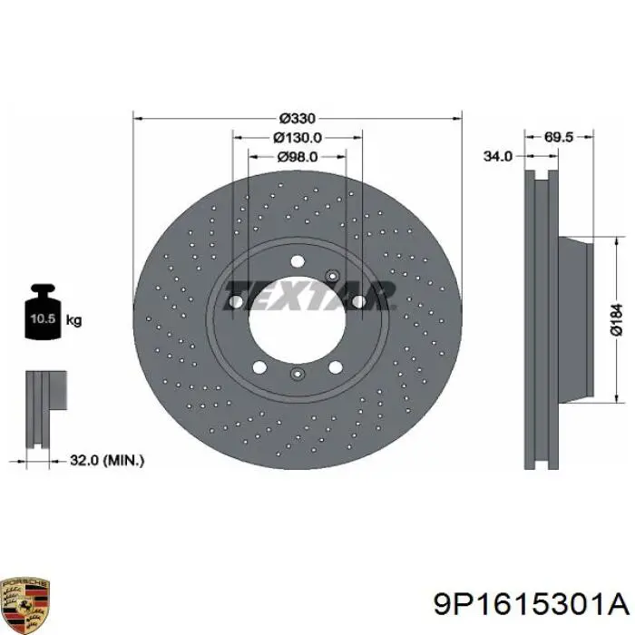 9P1615301A Porsche