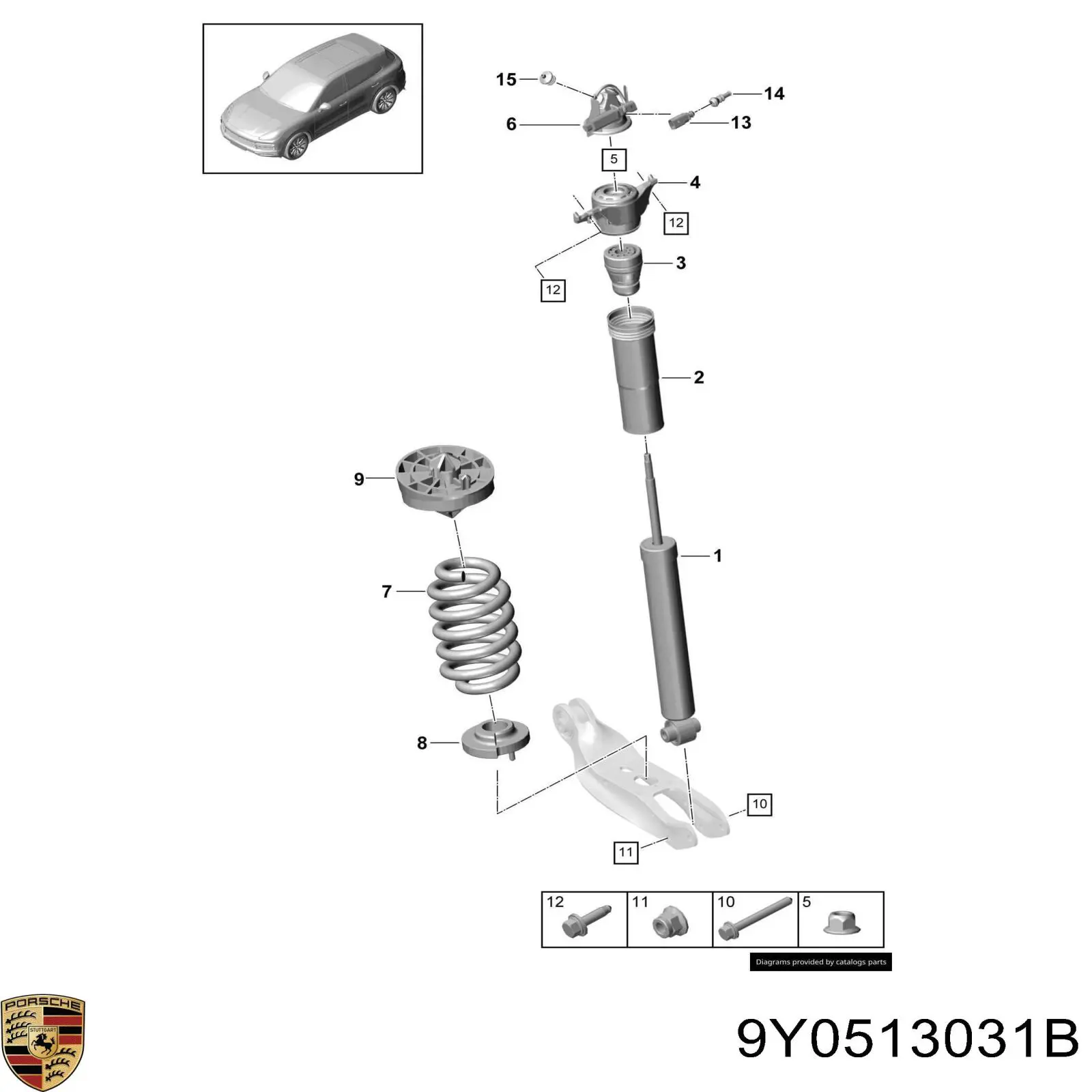 9Y0513031B Porsche amortiguador trasero