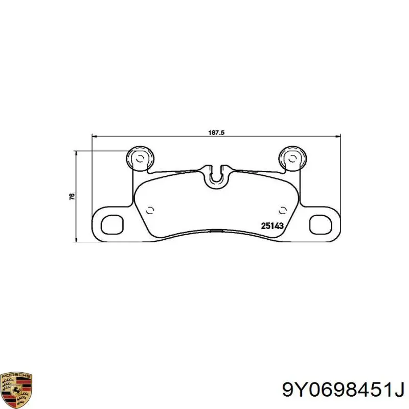 9Y0698451J Porsche pastillas de freno traseras