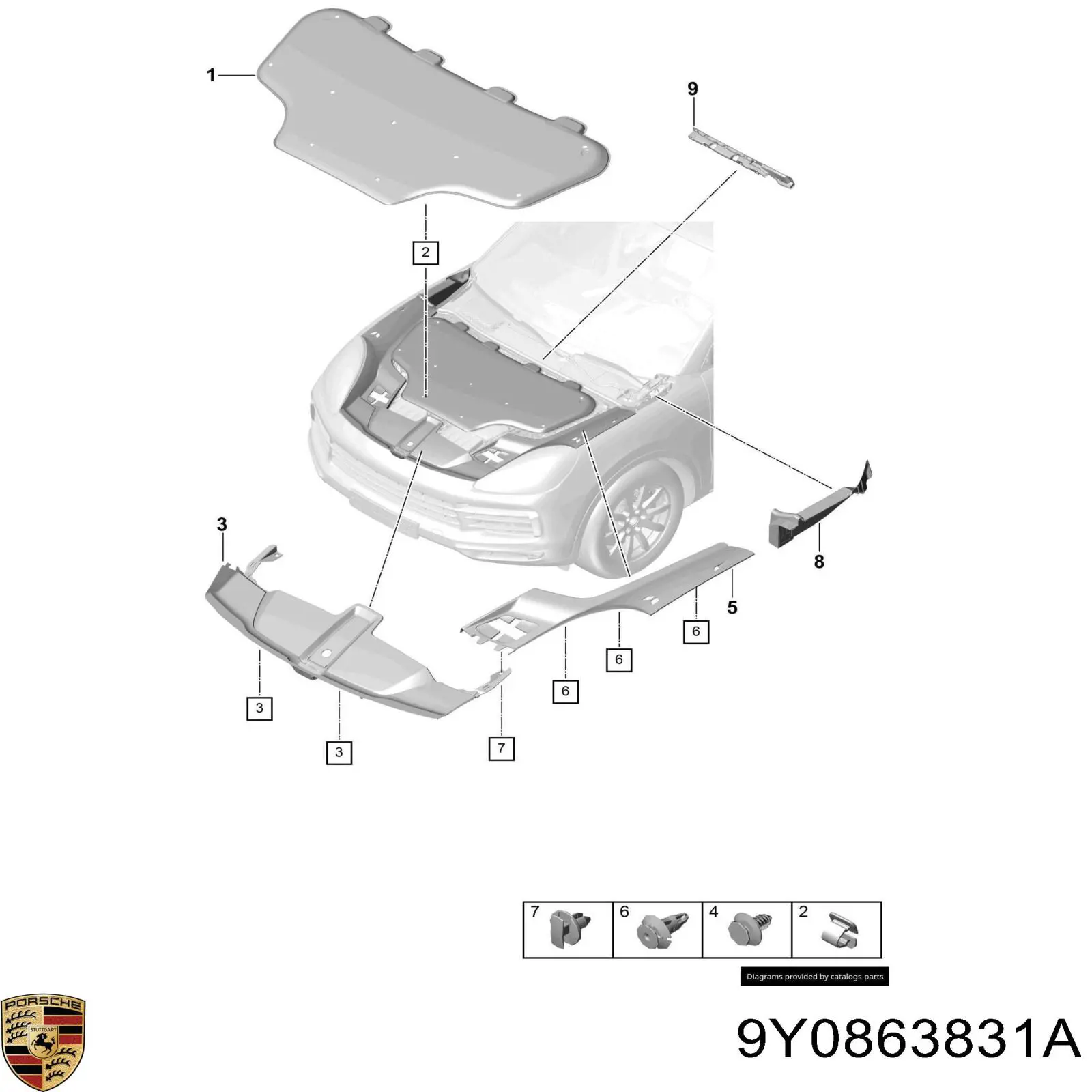 Insonorizante de motor Porsche Cayenne SUV (9YA) (2017 - 2026) precio, desde 77,19 EUR
