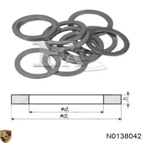 N0138042 Porsche anillo obturador, tubería de inyector, retorno