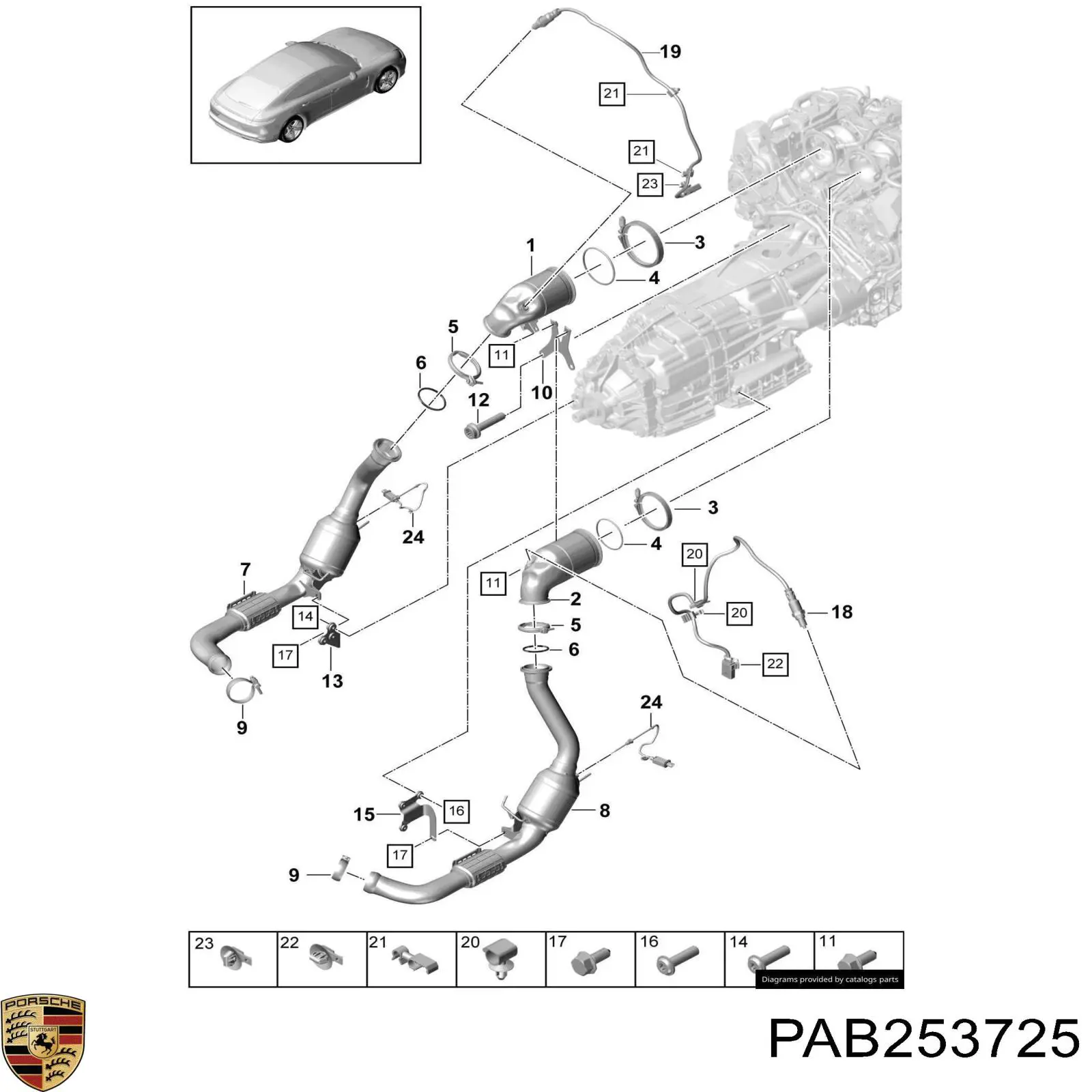 PAB253725 Porsche abrazadera de sujeción delantera