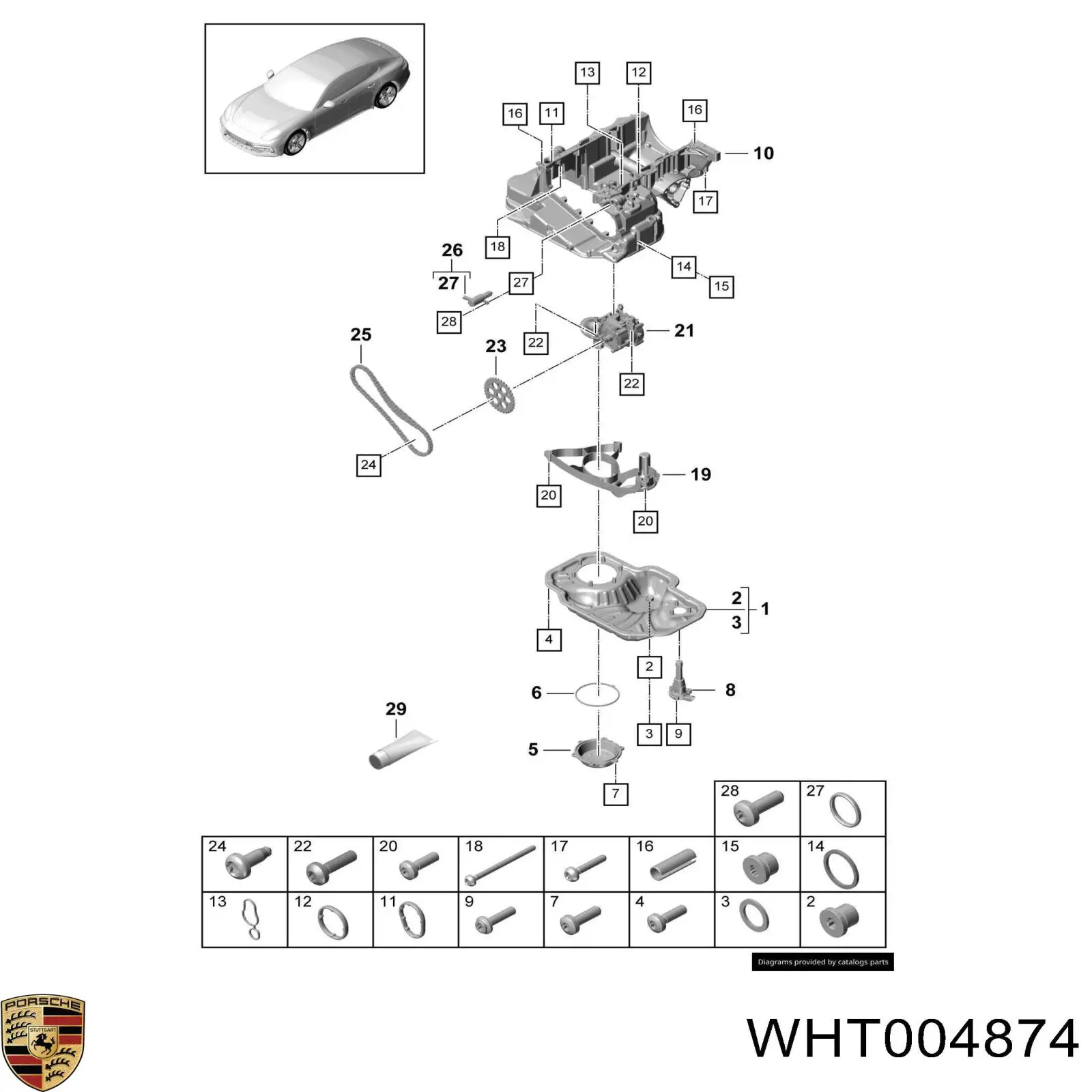 WHT004874 Porsche tornnillo, cárter del motor