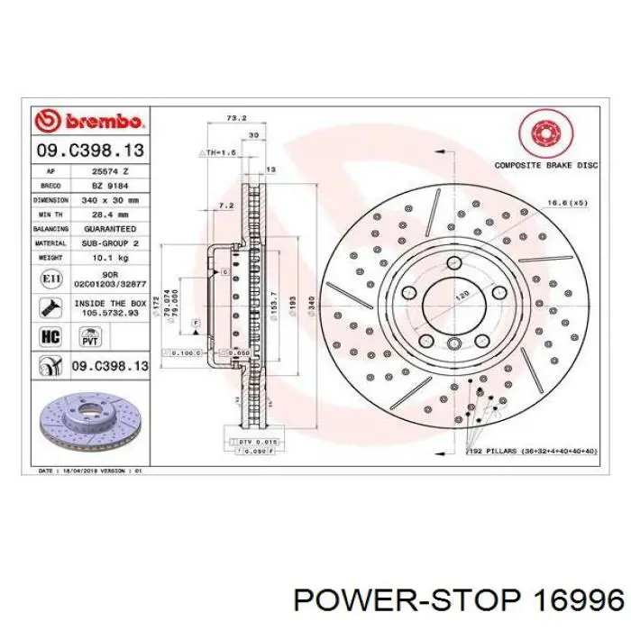16996 Power Stop Pastillas freno traseras