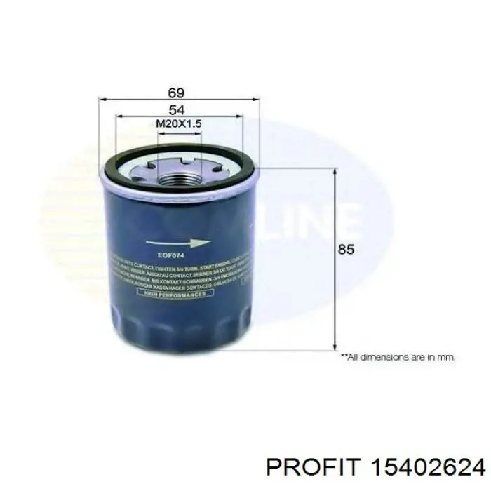 Filtro de aceite motor Profit 15402624