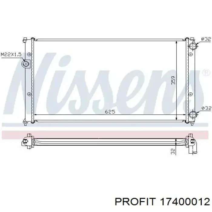 1740-0012 Profit radiador refrigeración del motor