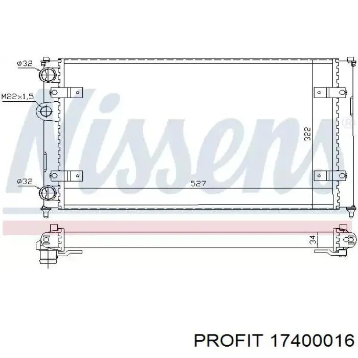 17400016 Profit radiador refrigeración del motor