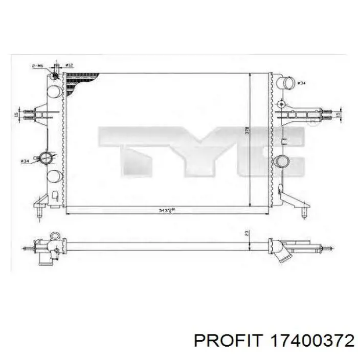 1300187 China radiador refrigeración del motor