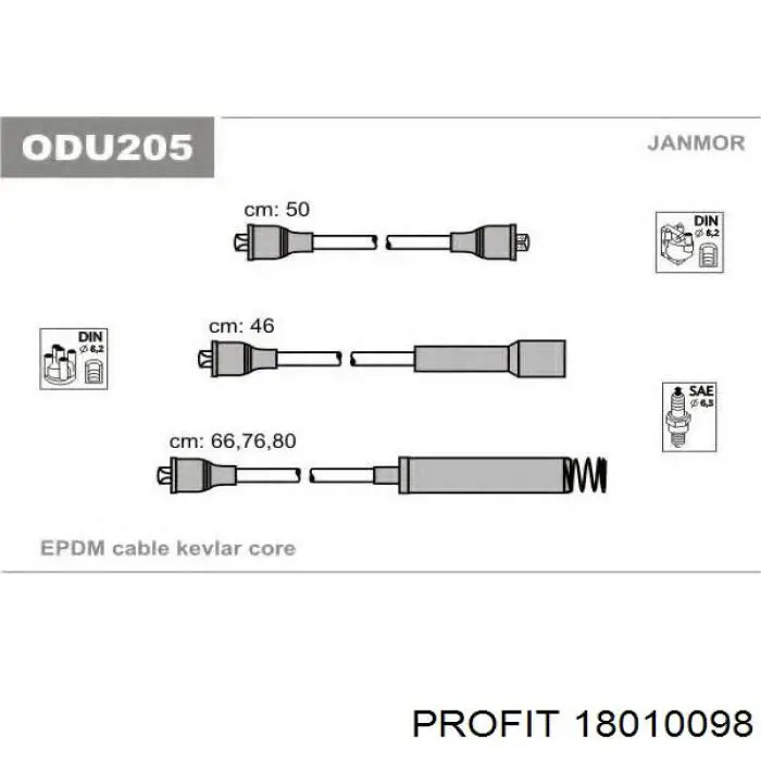 18010098 Profit juego de cables de encendido