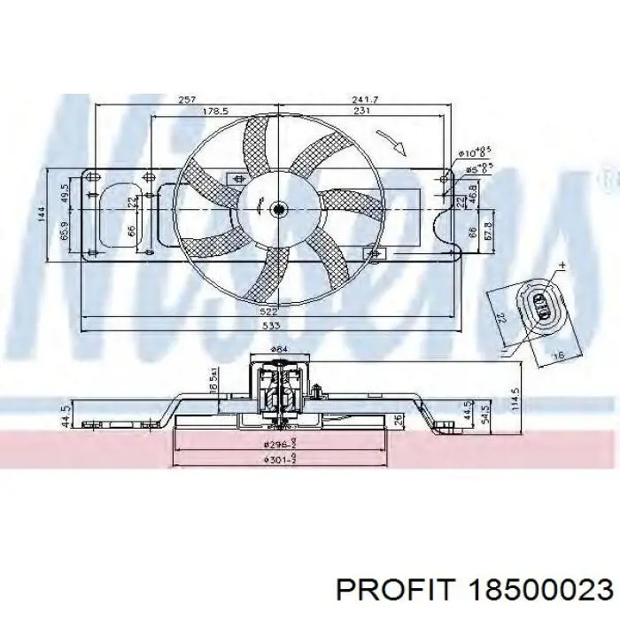 18500023 Profit ventilador del motor