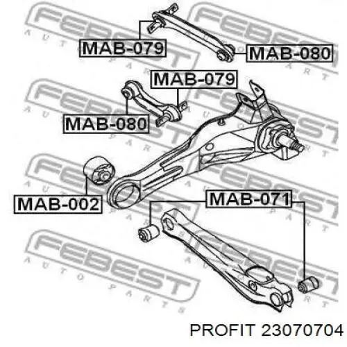 Buje delantero del brazo longitudinal trasero Profit 23070704 precio, desde 10,84 EUR