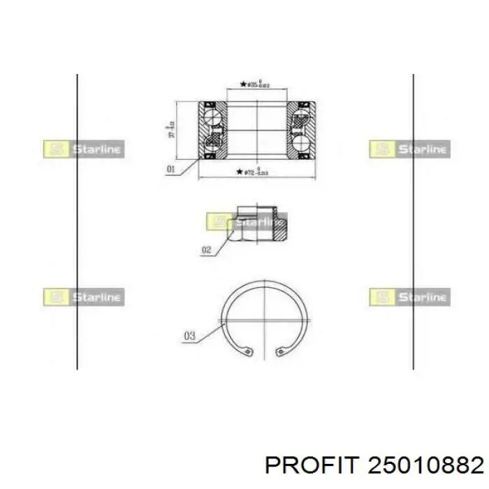 Cojinete de rueda delantero Profit 25010882 precio, desde 20,62 EUR
