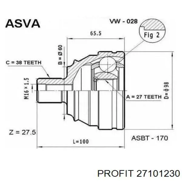 Junta homocinética exterior delantera Profit 27101230 precio, desde 44,73 EUR